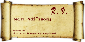 Reiff Vázsony névjegykártya